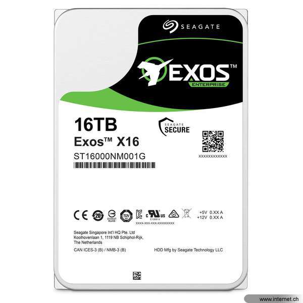 Exos X1616tb Sata 4in 7200rpm Helium 512e 4kn Nms Ns Int St16000nm001g